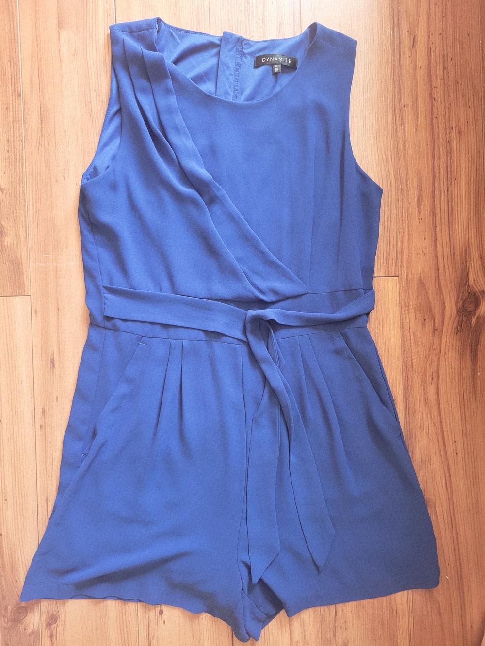 Dynamite Blue Sleeveless Tie-Waist Romper